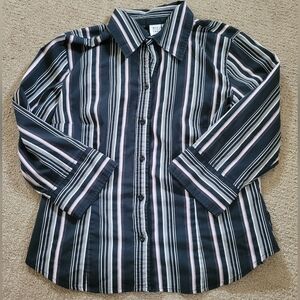 Apt. 9 Stretch Lavandar & Black Striped Button Down Shirt